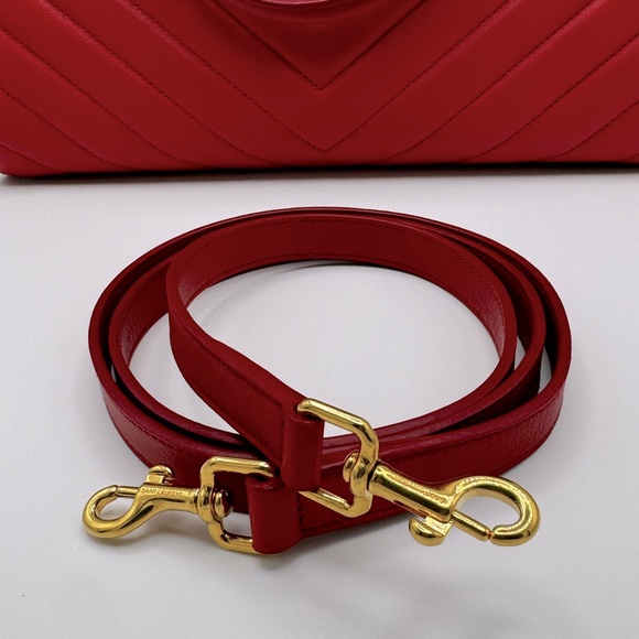 YVES SAINT LAURENT Red Matelasse Quilted Cabas Monogram YSL Leather - Picture 16 of 16